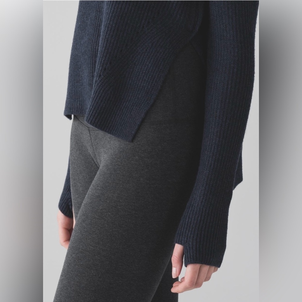 Lululemon Seva Sweater Black Merino Wool Slits Hi Lo 8 Medium - Picture 3 of 10